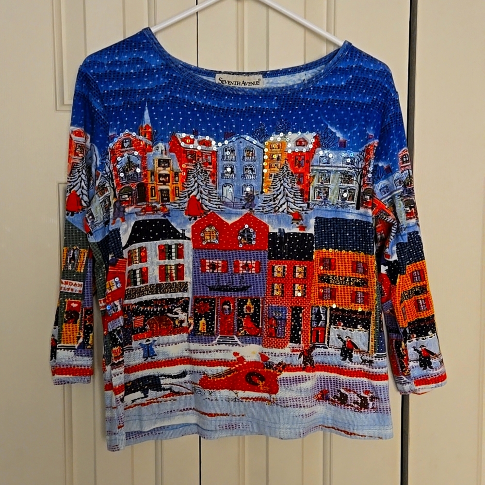 Seventh Ave CHRISTMAS top size S